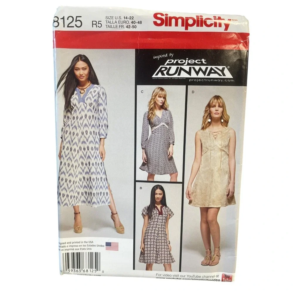 Simplicity 8125 Misses Dress Pattern Size 14-22 Project Runway